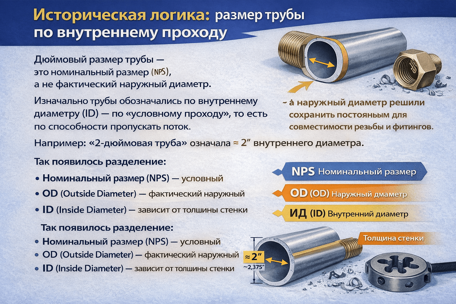 Трубный дюйм в сантехнике и трубопроводах