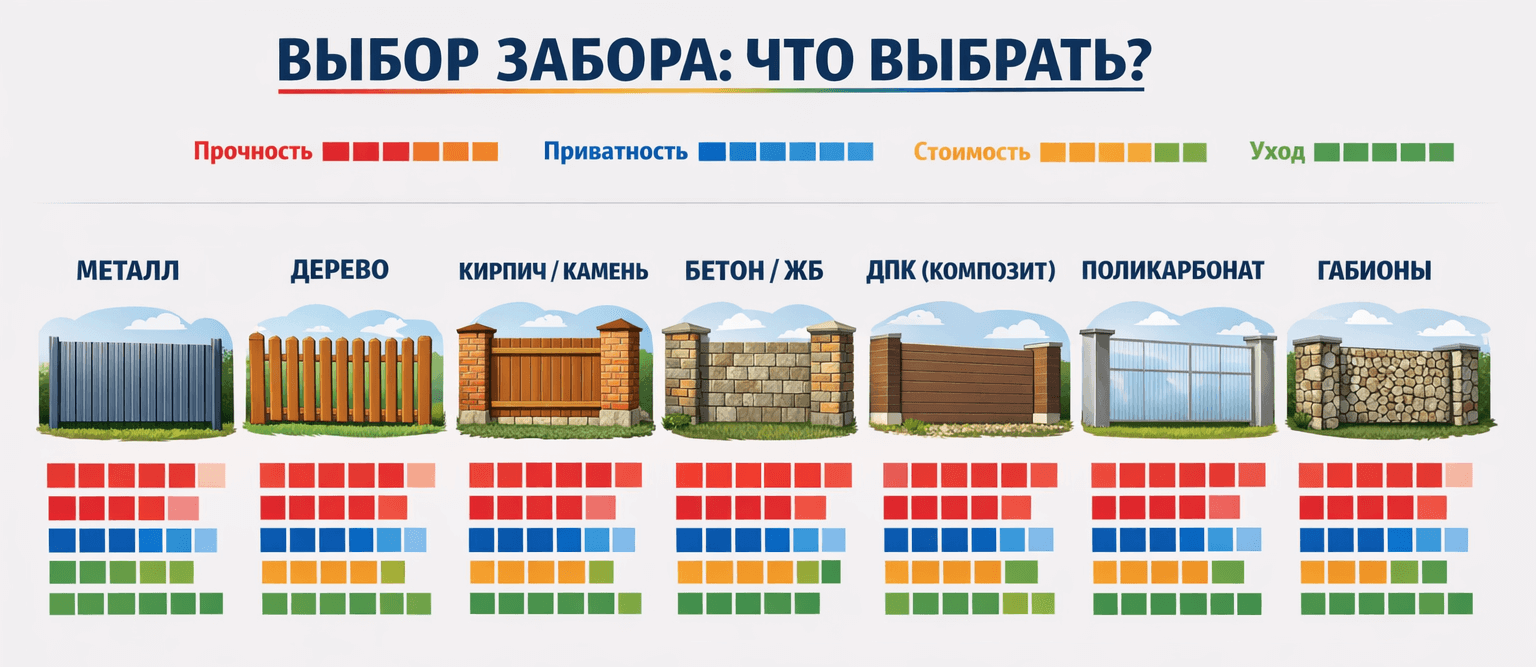 Как выбрать забор. Относительная стоимость установки и эксплуатации заборов