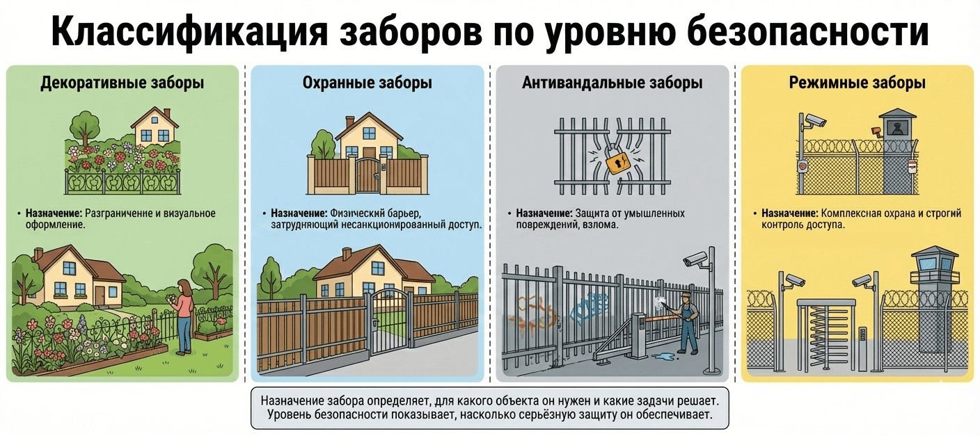 Классификация заборов по уровню безопасности 