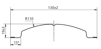 Металлический штакетник С-образный 130 мм - размеры, схема, чертеж